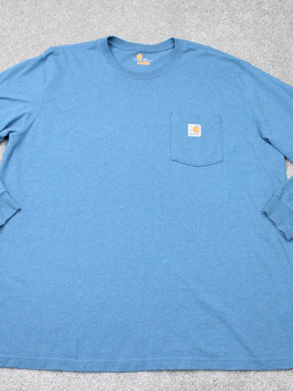 Carhartt Shirt Mens 2XL XXL Blue Dearborn Original Fit Long Sleeve Pocket Tee